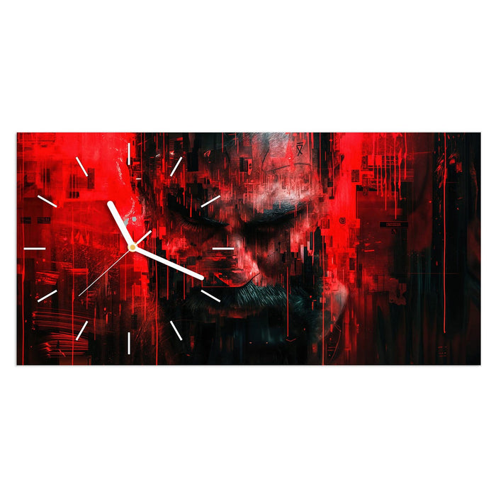 Wanduhr Abstrakte Digital Kunst aus Glas – Querformat 60 × 30 cm mit Ziffernblatt Linie