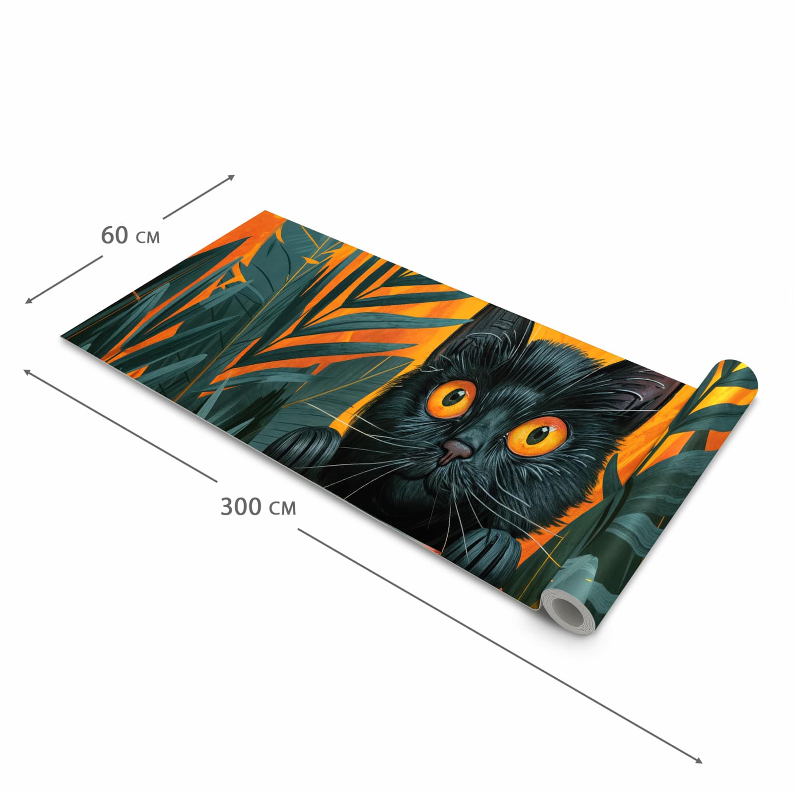 Farbbeständiger rutschfester Küchenteppich mit Motiv Katze im Dschungel in der Grösse 90x240 cm