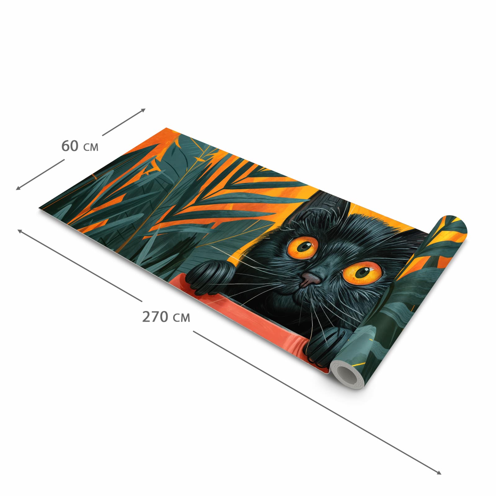 Bodenschonender großer Küchenteppich mit Motiv Katze im Dschungel in der Größe 90x240 cm