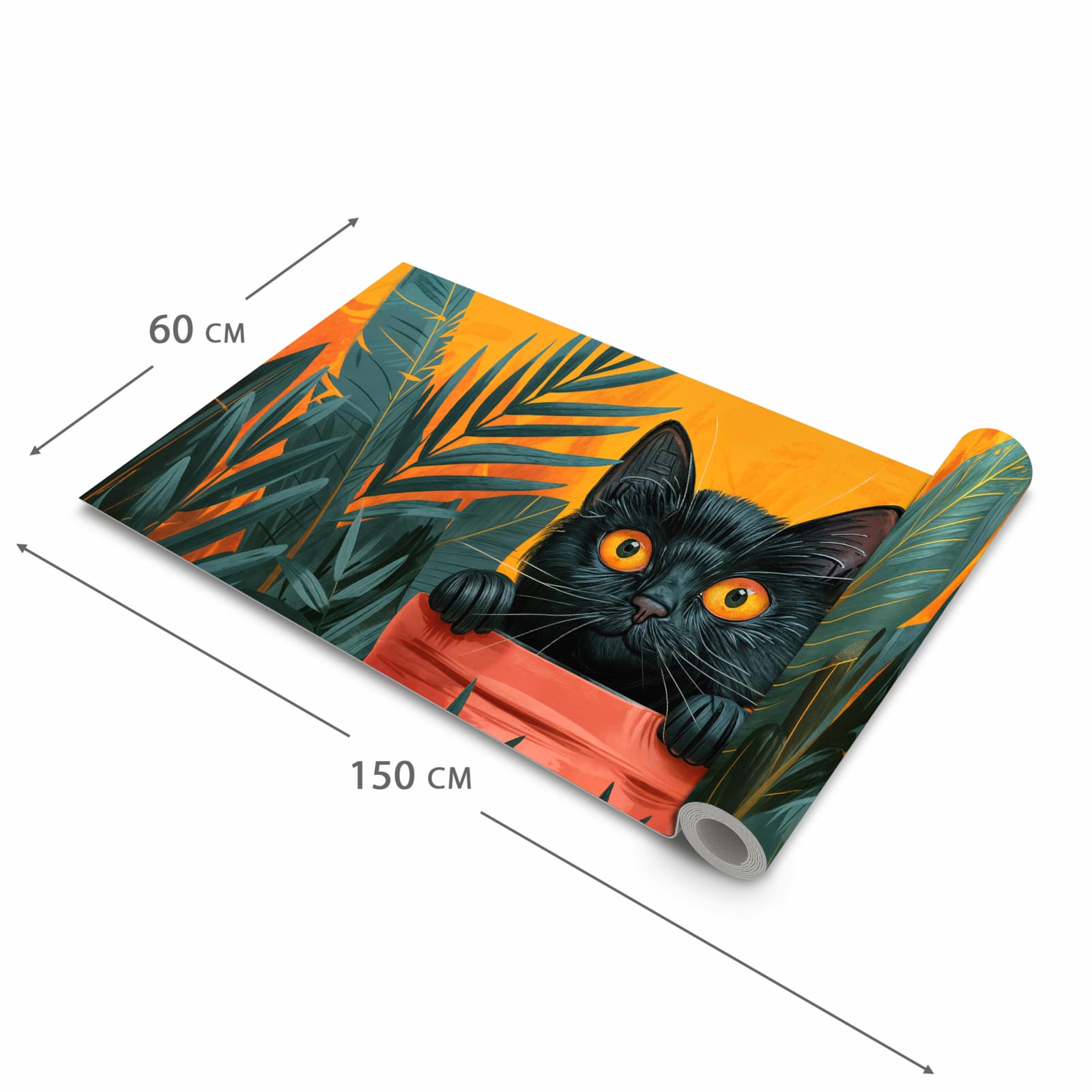 Feuchtigkeitsresistenter Küchenteppich mit Motiv Katze im Dschungel in der Größe 90x240 cm