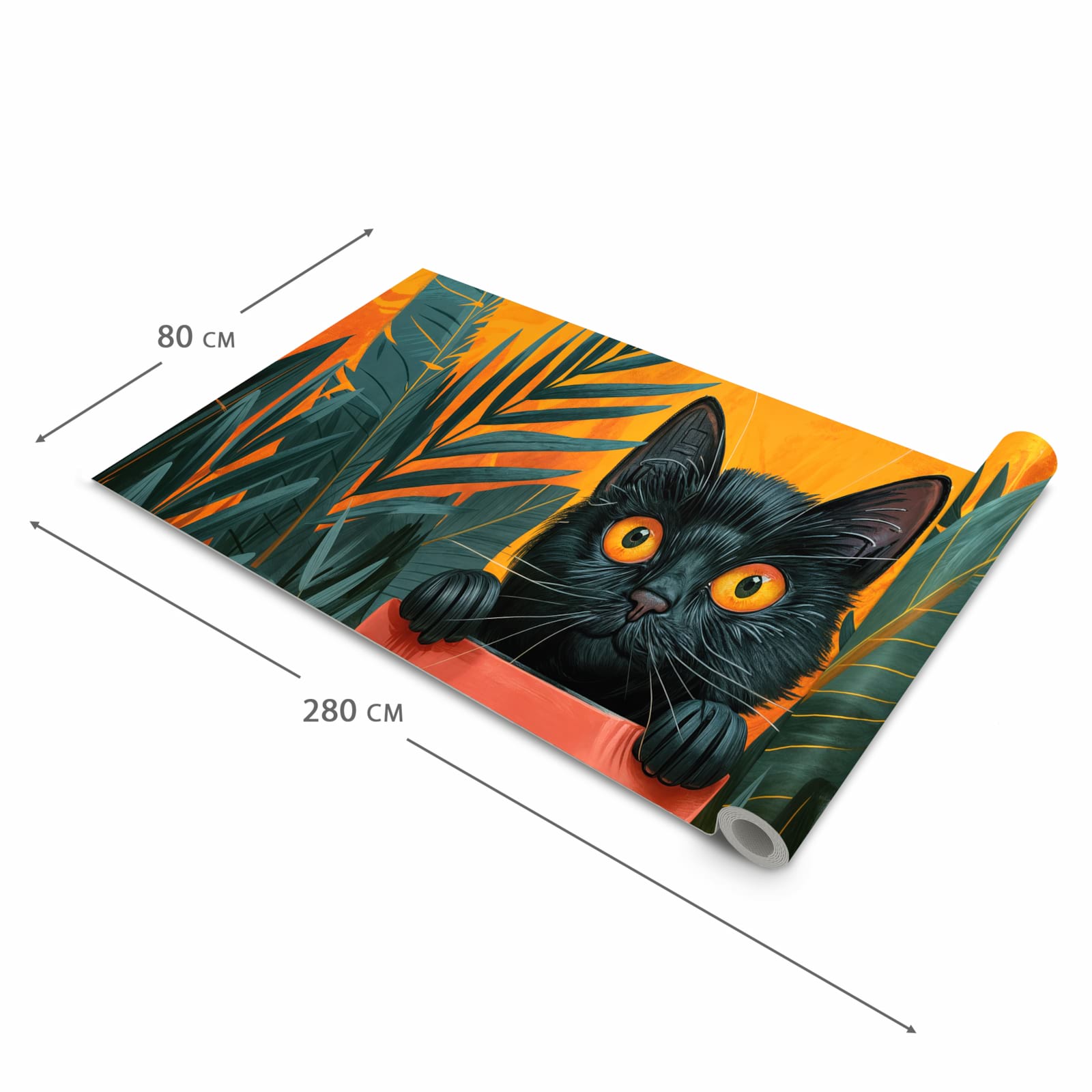 Geräuschdämpfender waschbarer Küchenläufer mit Motiv Katze im Dschungel in der Größe 90x240 cm
