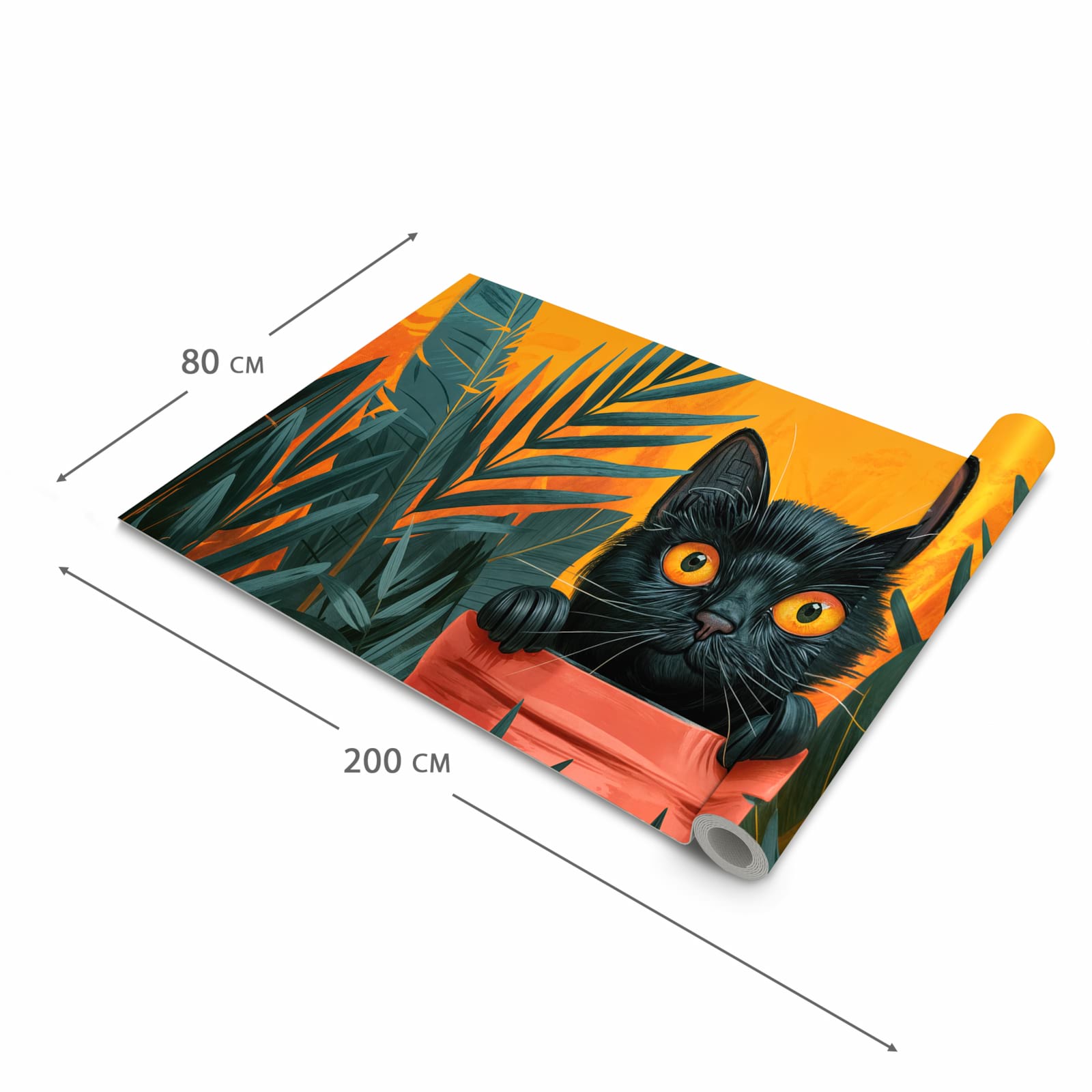 Küchenteppich mit Motiv Katze im Dschungel in der Grösse 90x240 cm für sicheres Aufbewahren