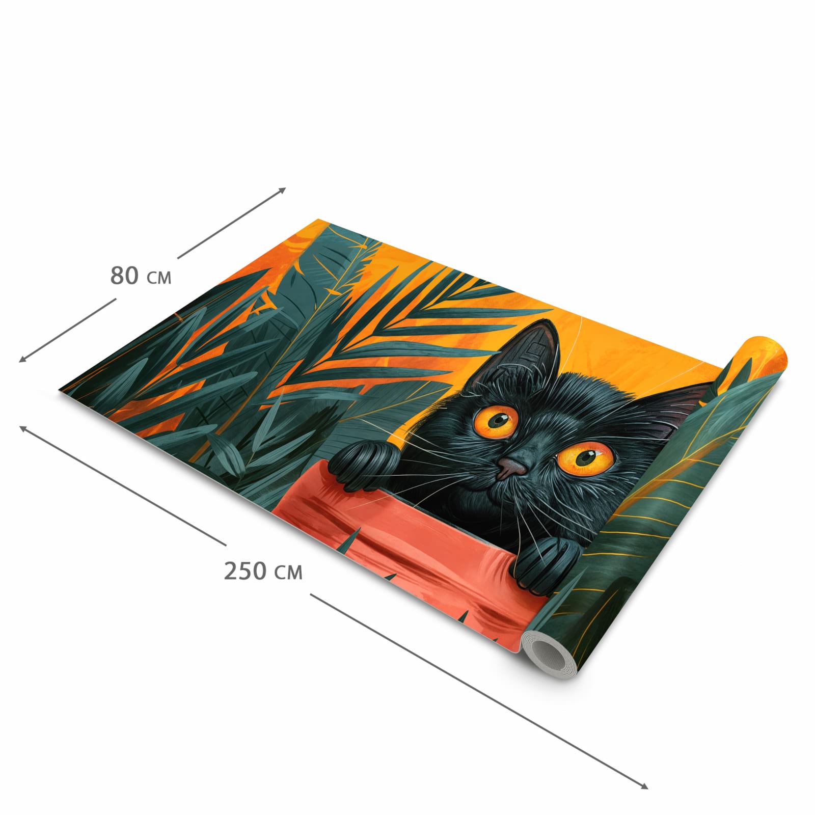 Zeitsparender Küchenläufer mit Motiv Katze im Dschungel in der Grösse 90x240 cm