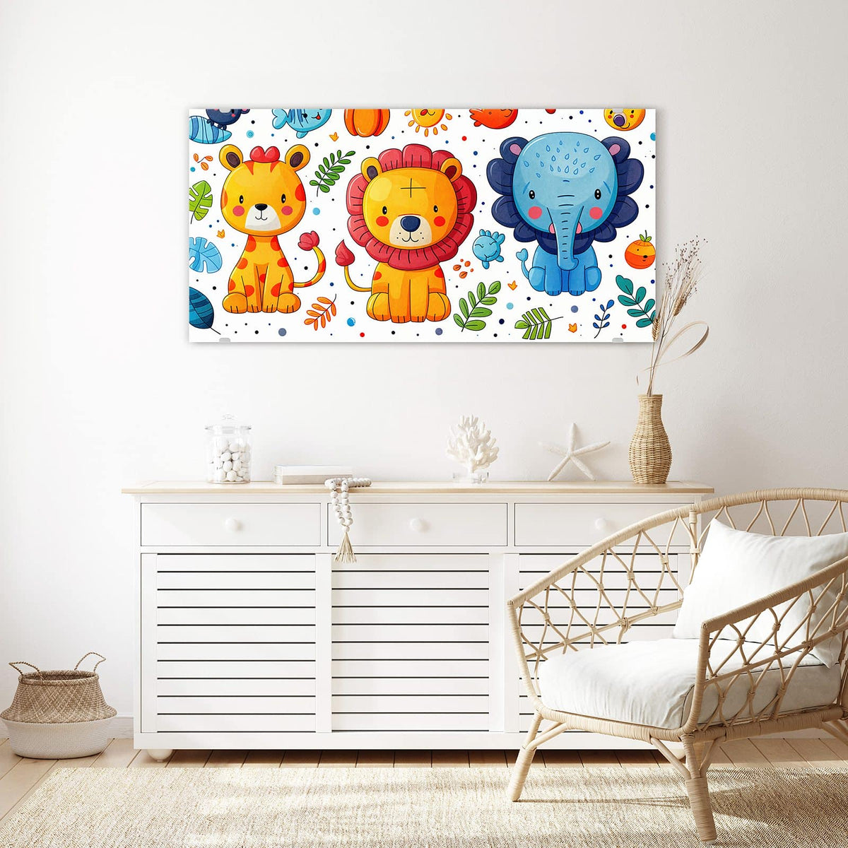 Echtglas, 4 mm – kein Acryl, keine Folie – Wandbild - Löwe und Leopard - Querformat