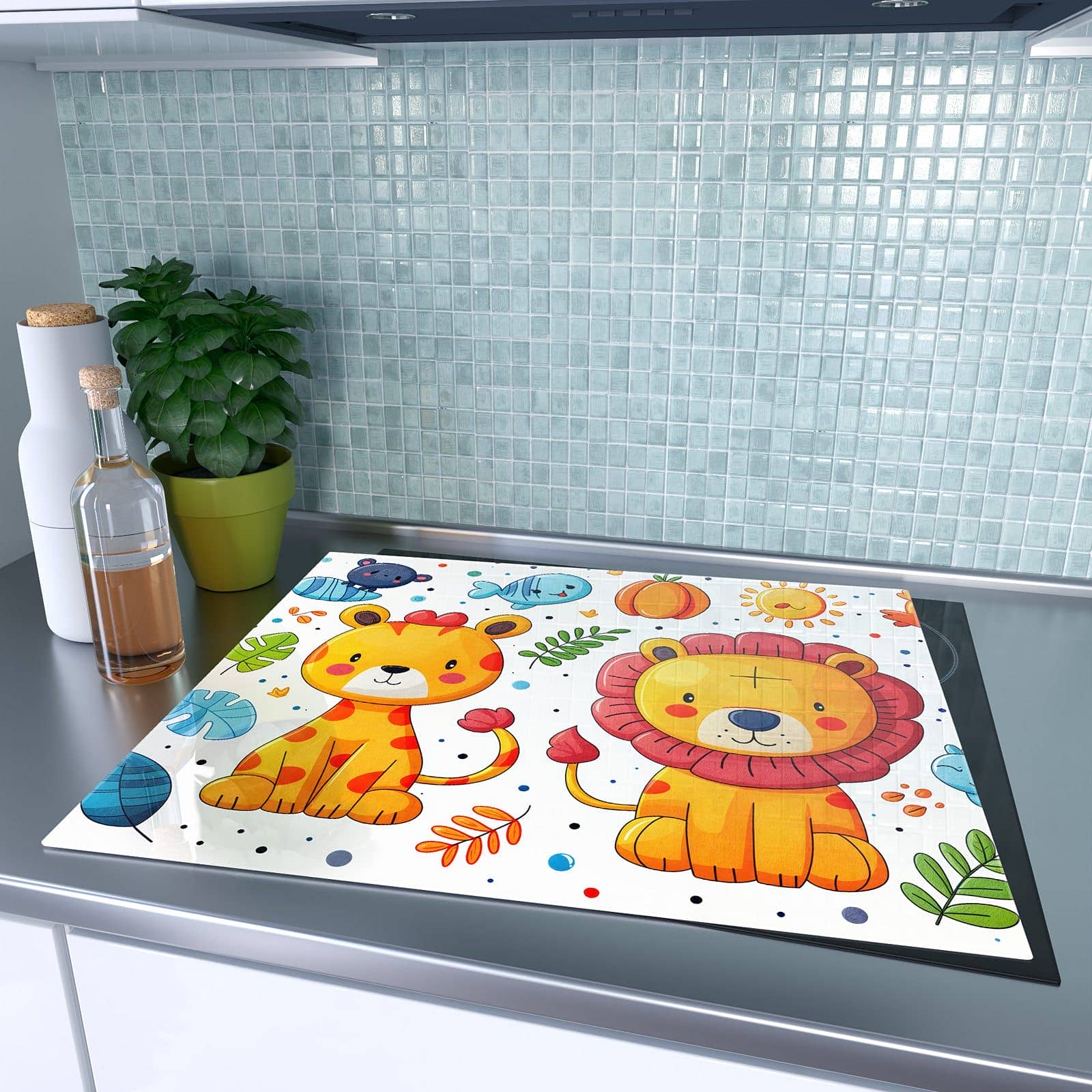 1-teilige Abdeckplatten für Ceranfeld mit Tierisches Design-Motiv auf dem Ceranfeld