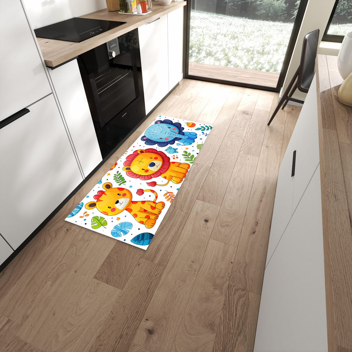 UV-beständiger waschbarer Küchenteppich mit Motiv Tierisches Design in moderner Küche #grösse_60 x 150 cm