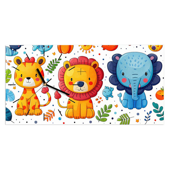 Wanduhr Tierisches Design aus Glas – Querformat 60 × 30 cm mit Ziffernblatt Linie
