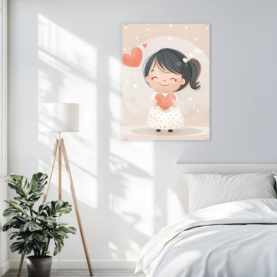 Maße Wandbild - Mädchen mit zwei Herzen - Hochformat