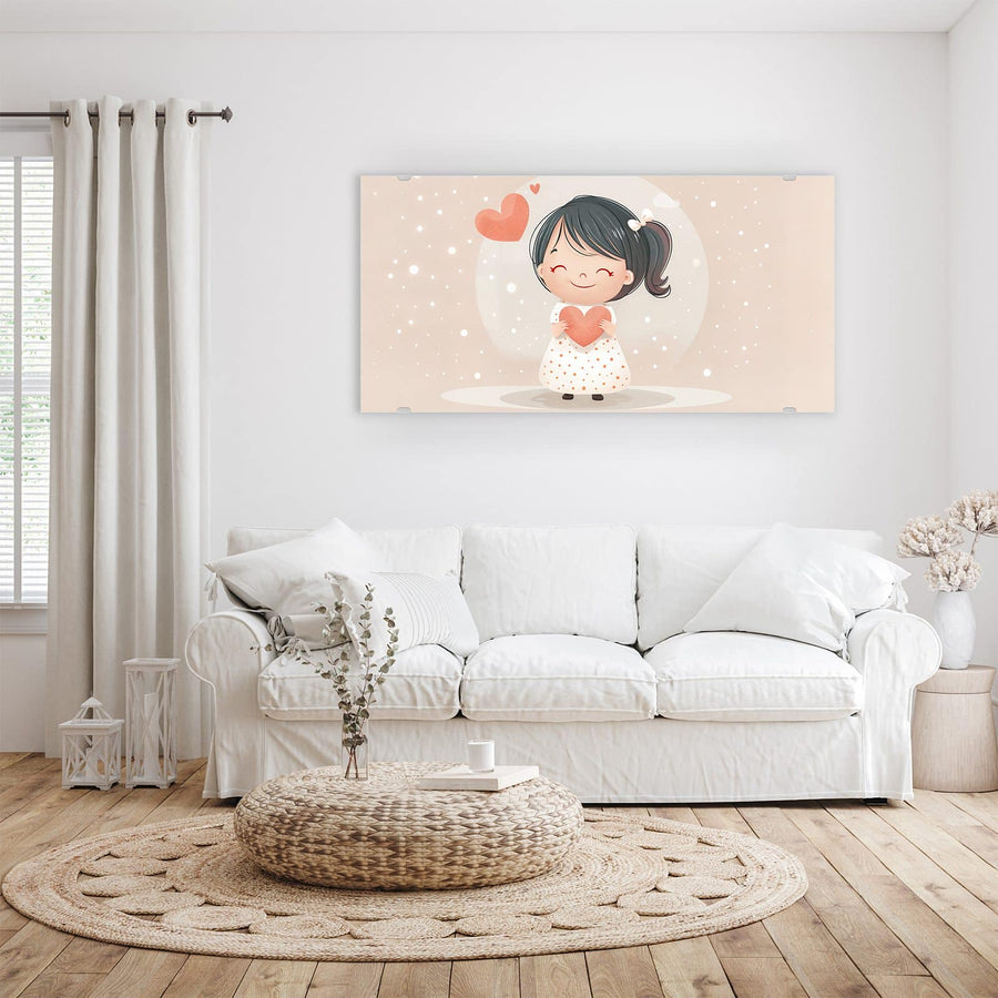 Maße Wandbild - Mädchen mit zwei Herzen - Querformat