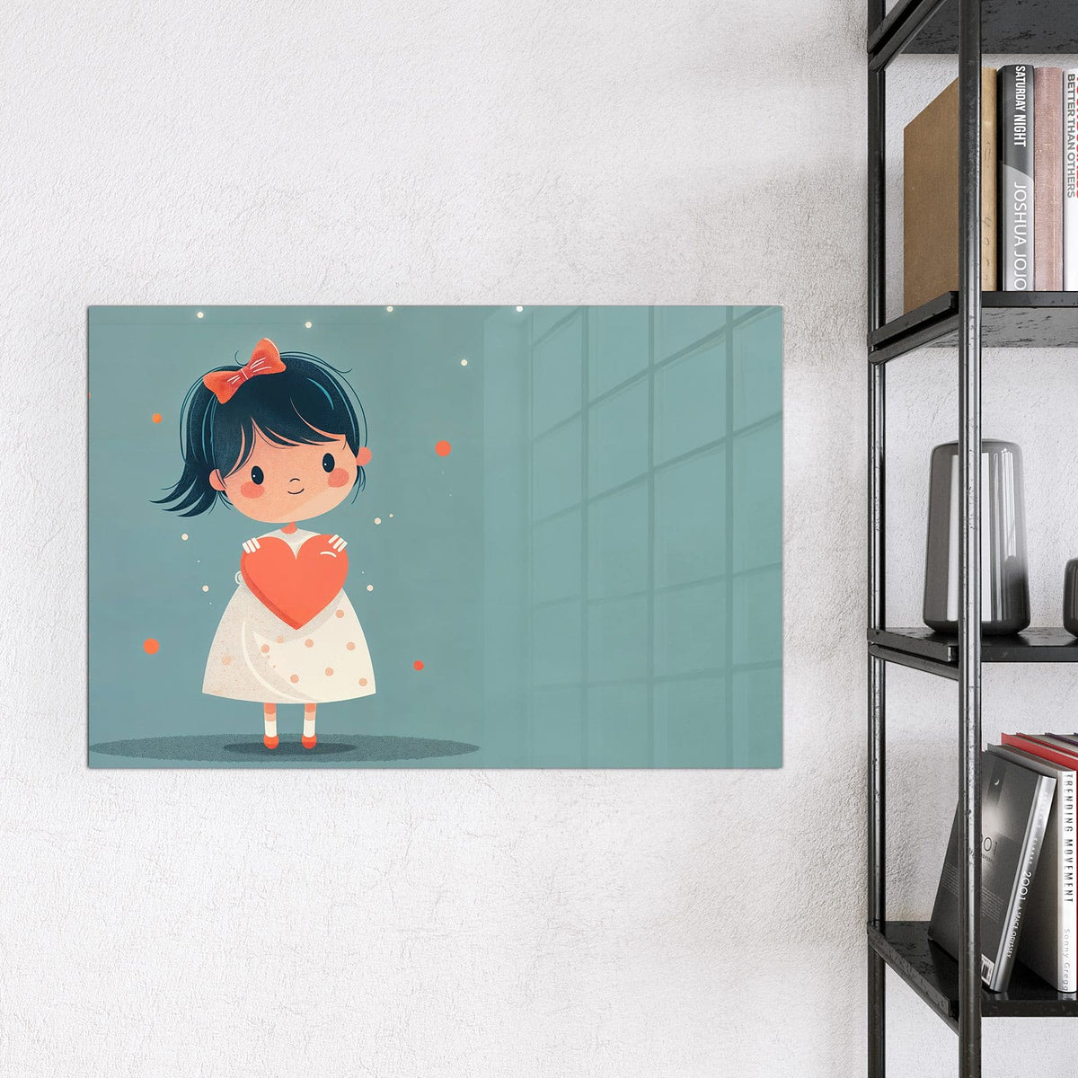 9 Größen – von 30 × 30 bis 120 × 90 cm – Magnettafel - Mädchen mit rotem Herz