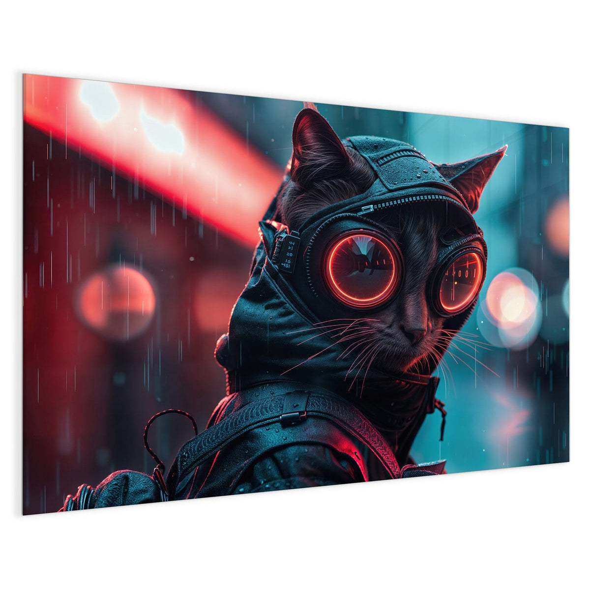 4 mm Glas statt lackiertem Blech – Magnettafel - Katze im Neonregen