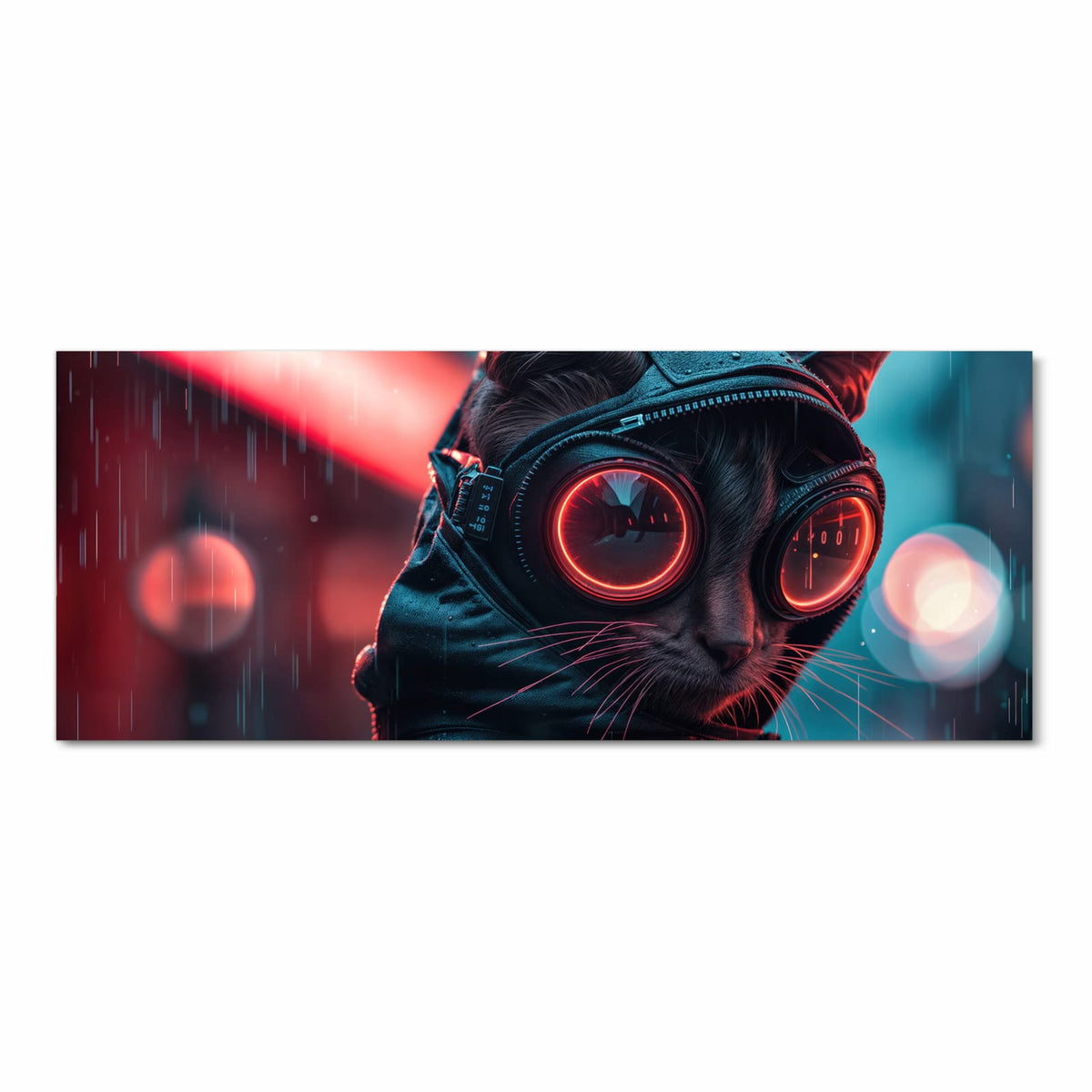 Geräuschdämpfender Küchenteppich mit Motiv Cyber Katze in Frontansicht