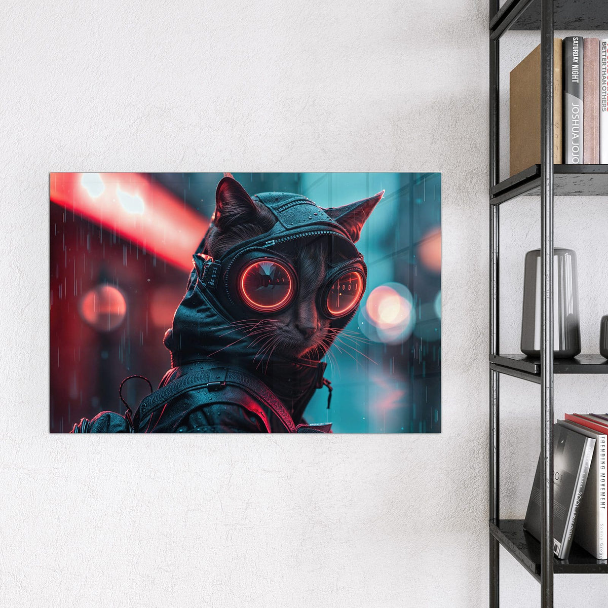 9 Größen – von 30 × 30 bis 120 × 90 cm – Magnettafel - Katze im Neonregen