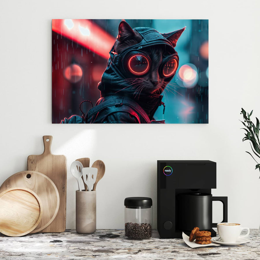 Maße Metall Magnettafel - Katze im Neonregen