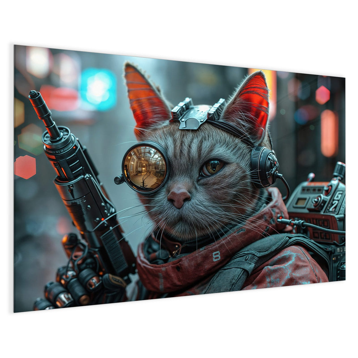 4 mm Glas statt lackiertem Blech – Magnettafel - Katze mit Fliegerbrille