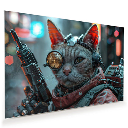 Wandbild mit dem Motiv Katze mit Fliegerbrille