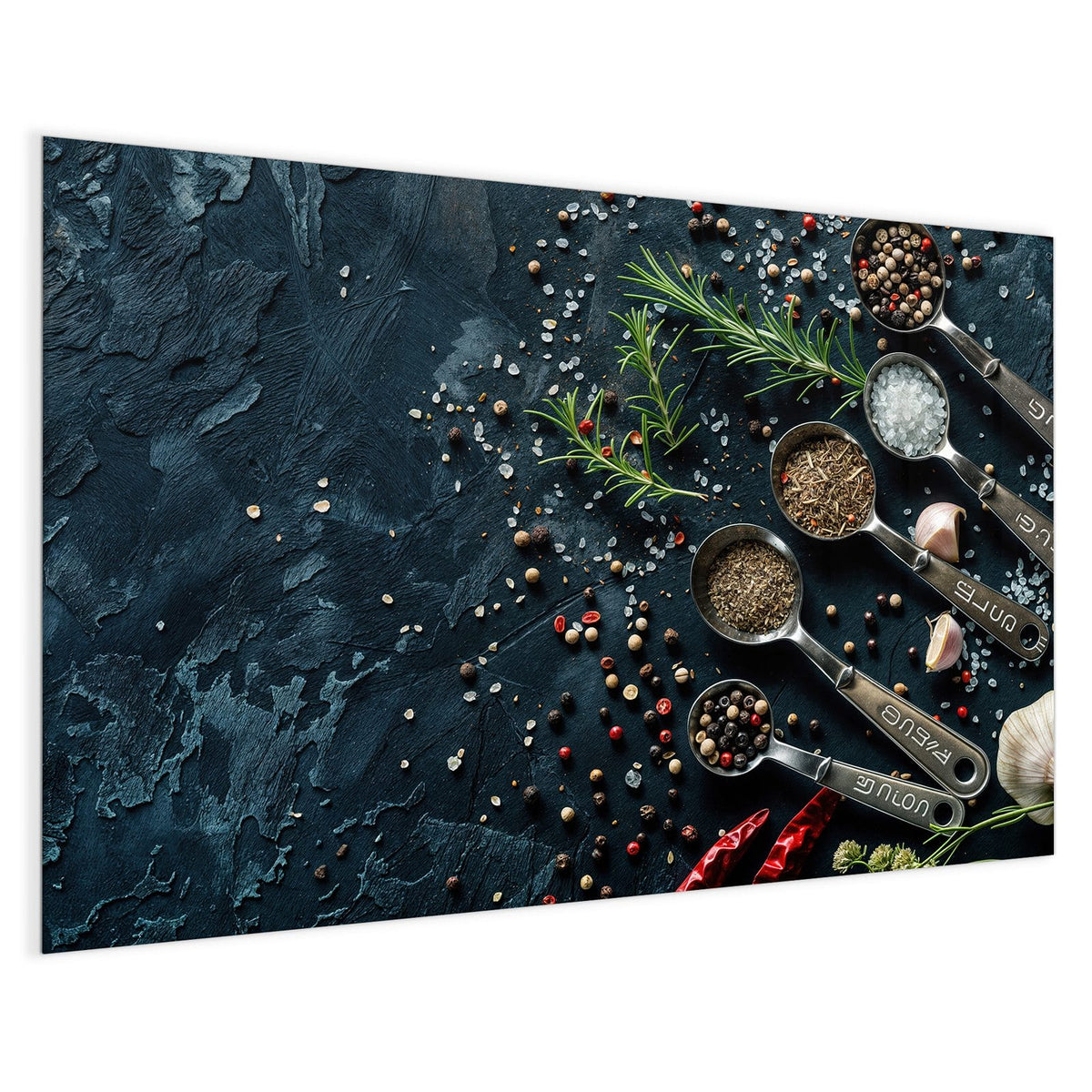 4 mm Glas statt lackiertem Blech – Magnettafel - Gewürze in Messlöffeln