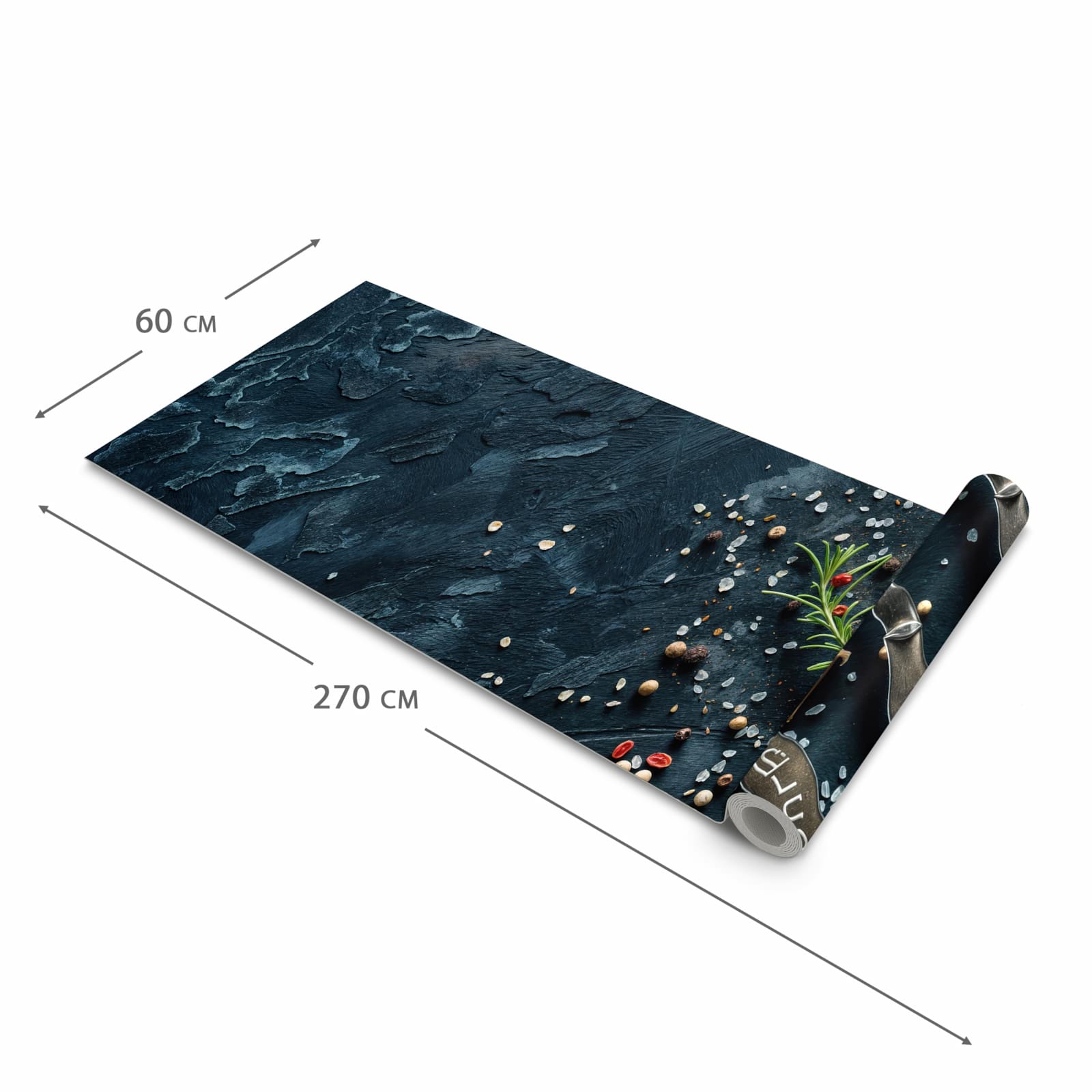 Waschbarer Küchenläufer mit Kräutersammlung-Motiv Dimension - 60x270 cm, angenehme Haptik