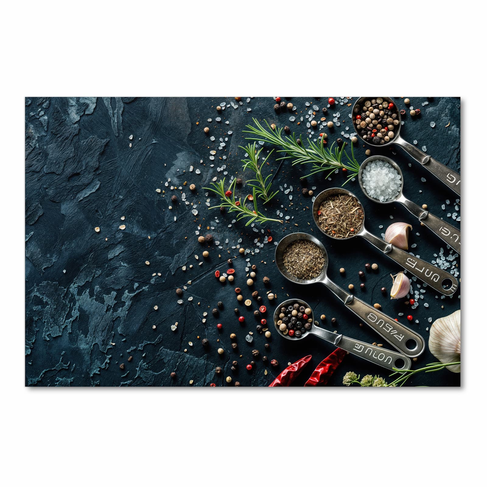 Fleckenresistenter Küchenläufer nach Maß mit Kräutersammlung-Motiv, Frontansicht