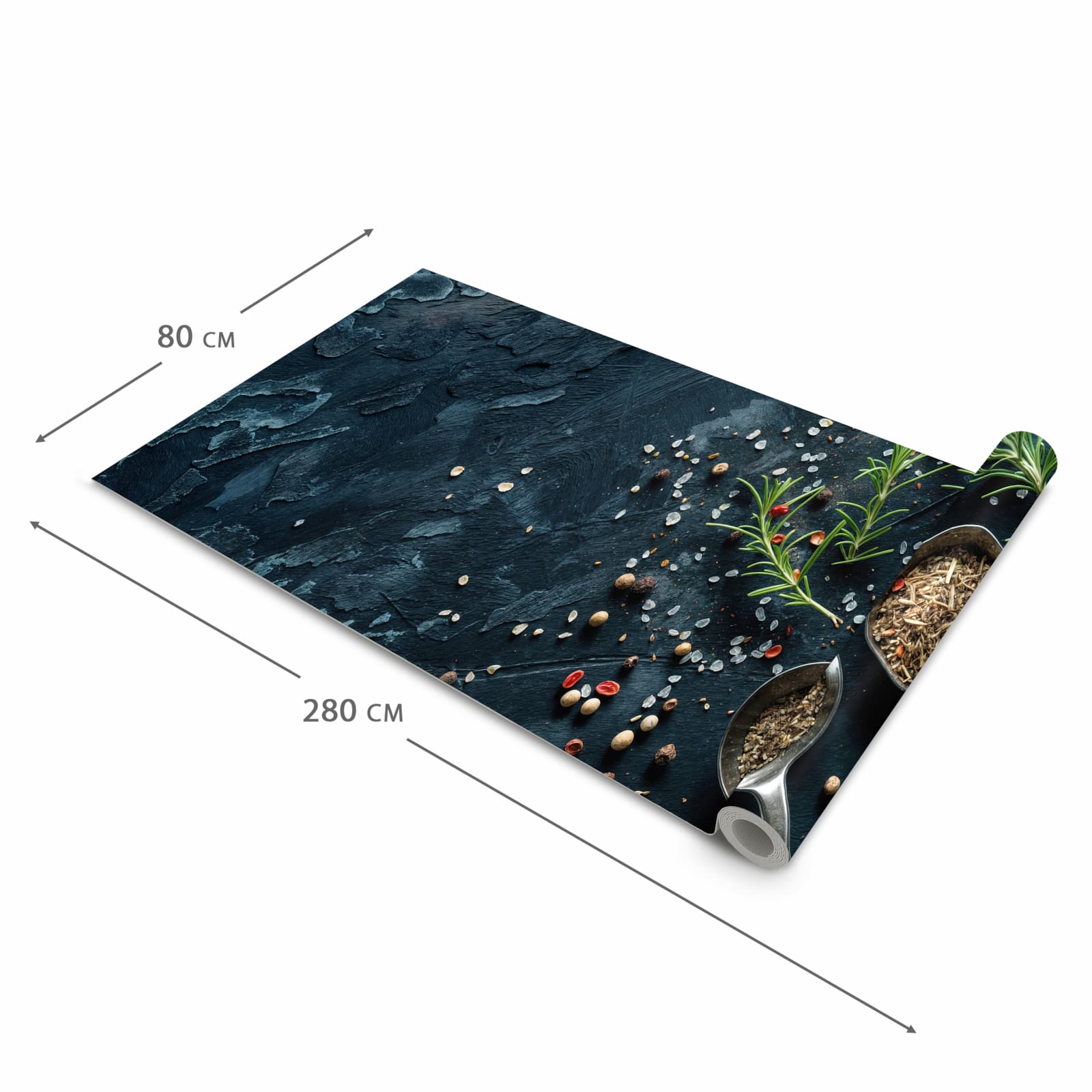 Dünner Küchenläufer mit Kräutersammlung-Motiv Dimension - 80x280 cm, fleckenresistent