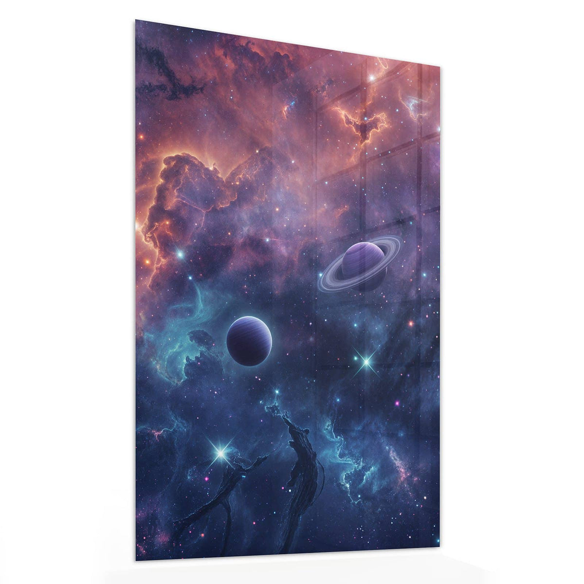11 Größen – von 30 × 60 bis 60 × 150 cm – Wandbild - Planet mit Ring - Hochformat