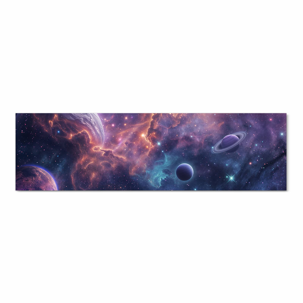 Zeitsparender Küchenteppich mit Motiv Kosmisches Universum in Frontansicht für die Küche