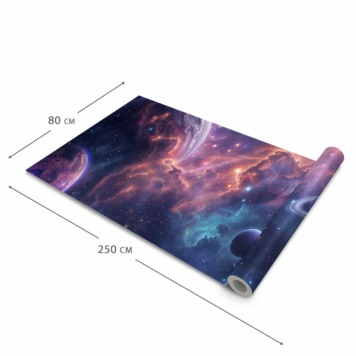 Langlebiger Küchenvorleger mit Motiv Kosmisches Universum in der Grösse 60x180 cm