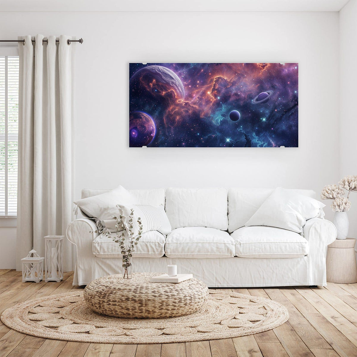 Aufhängung liegt bei – Motiv später wechselbar – Wandbild - Planet mit Ring - Querformat