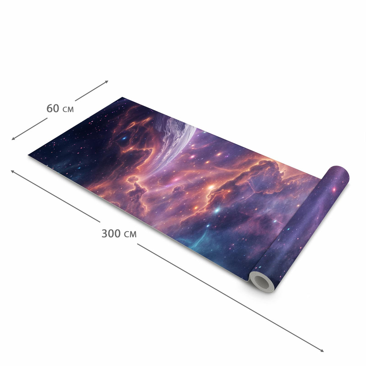 Fleckenresistenter Küchenläufer mit Motiv Kosmisches Universum in der Grösse 60x180 cm