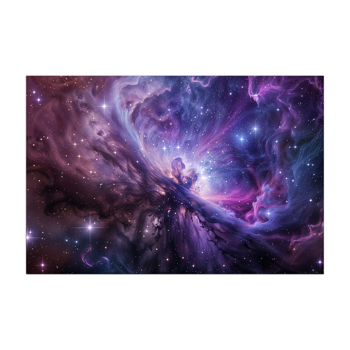 Küchenrückwand aus Glas Violetter Sternennebel im Hochformat, Motiv bildfüllend von vorn