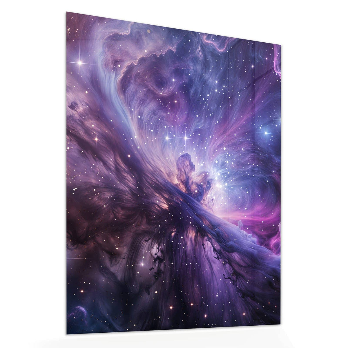 Echtglas, 4 mm – kein Acryl, keine Folie – Wandbild - Violetter Sternennebel - Hochformat