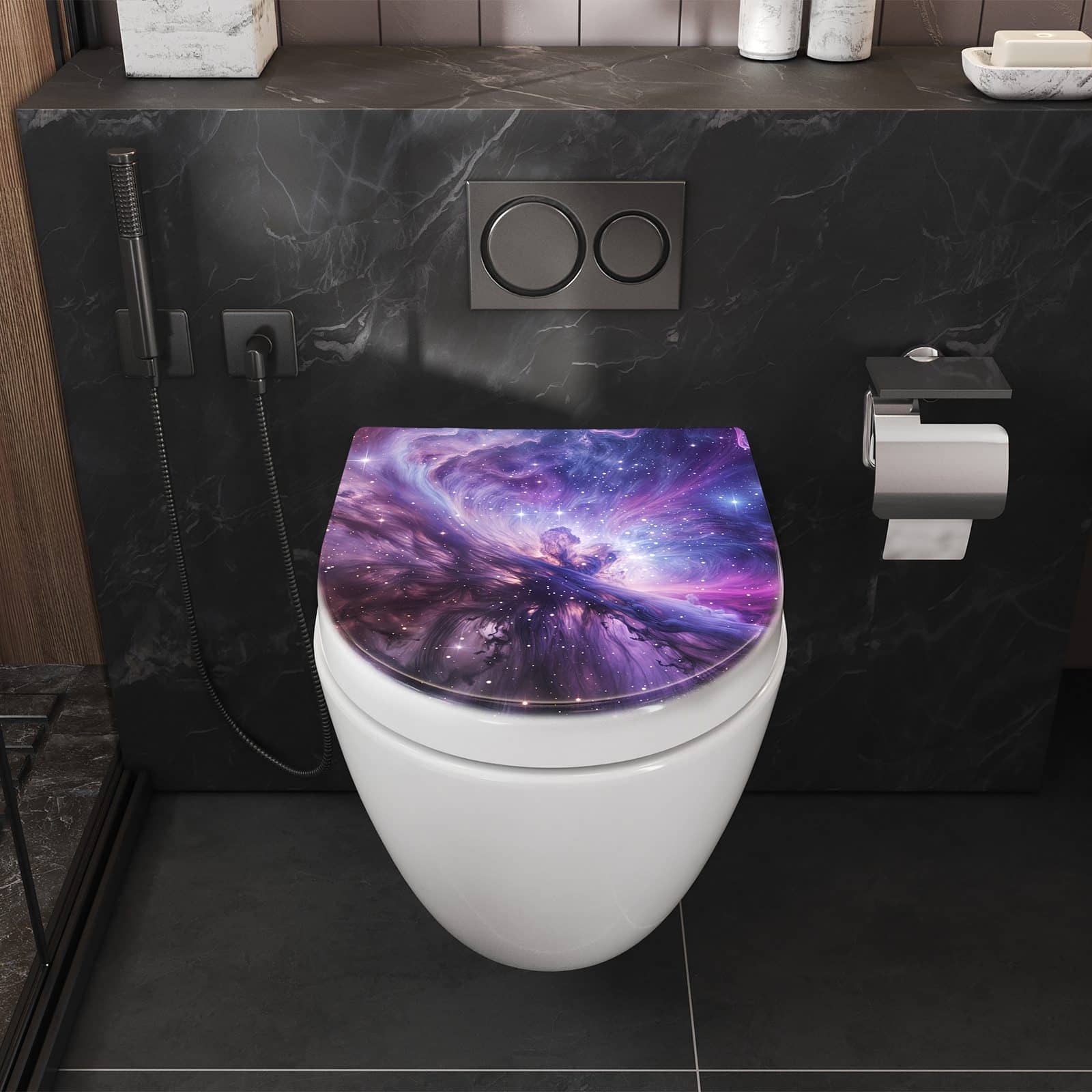 WC-Sitz mit Absenkautomatik Galaktisches Leuchten