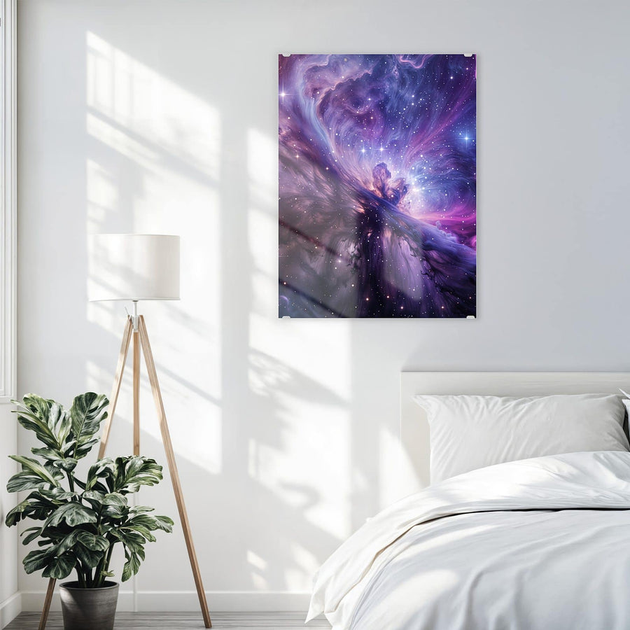 Maße Wandbild - Violetter Sternennebel - Hochformat