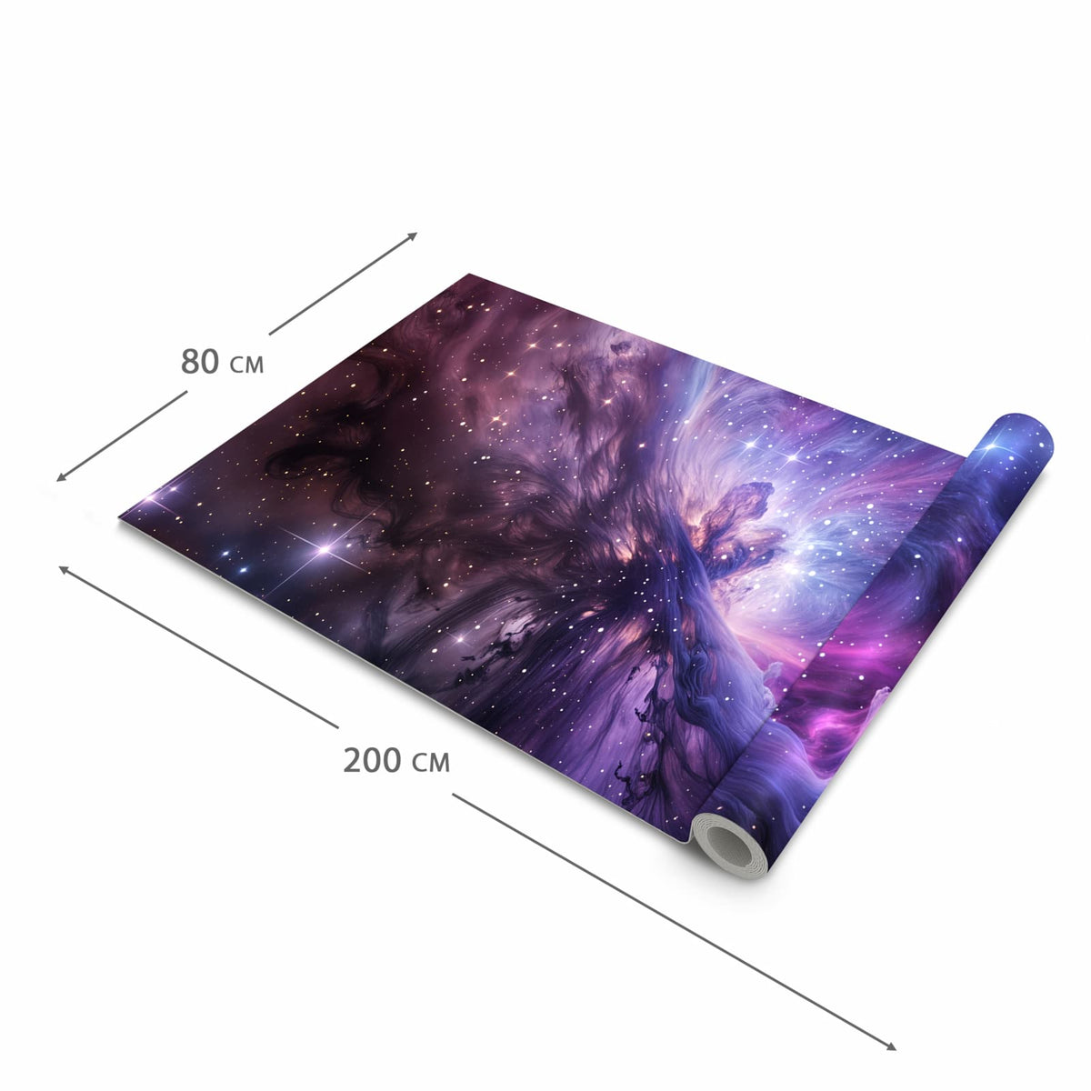 Wasserabweisender Teppichläufer für die Küche mit Motiv Galaktisches Leuchten in der Grösse 80x300 cm