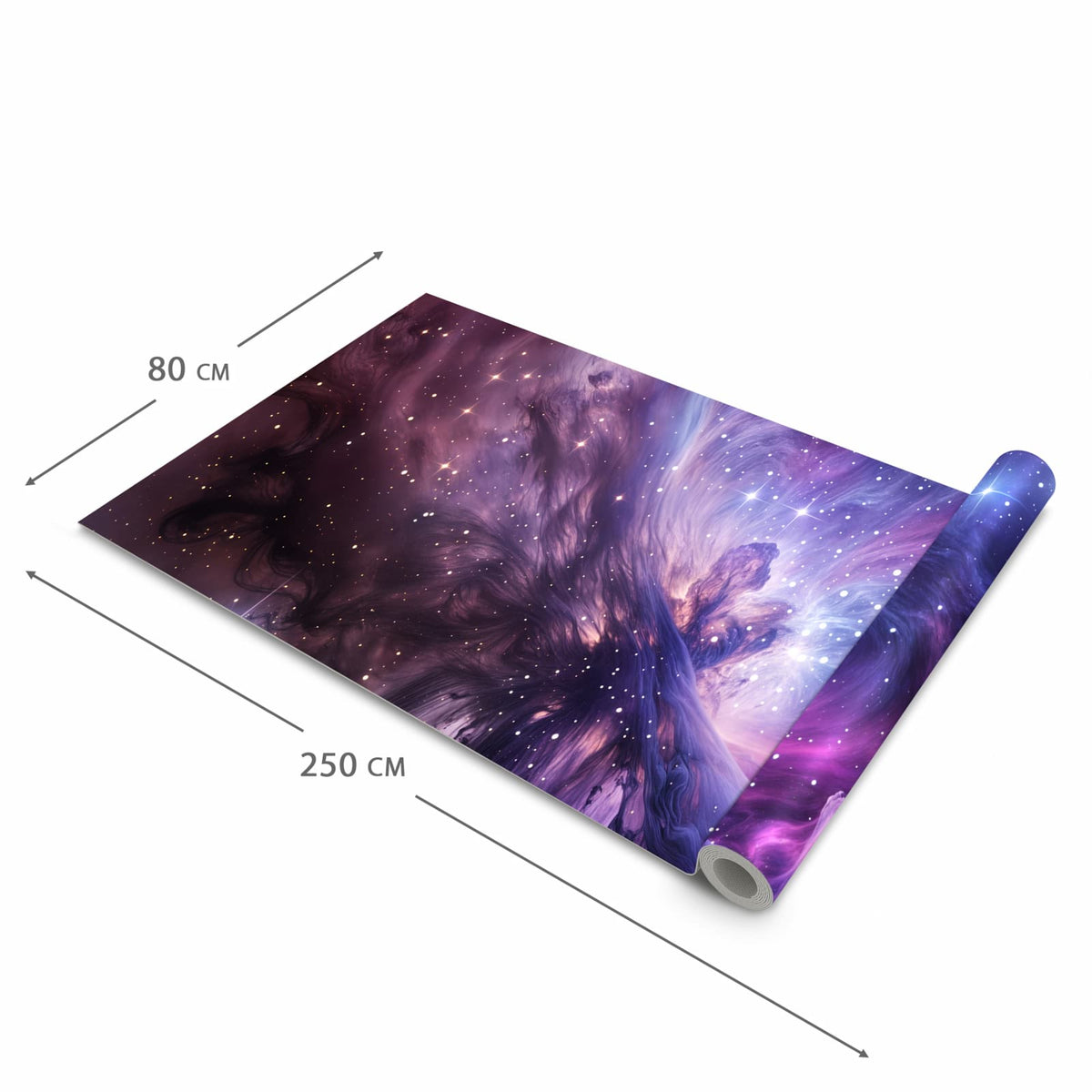 Fleckenresistenter waschbarer Läufer Küche mit Motiv Galaktisches Leuchten in der Grösse 80x300 cm