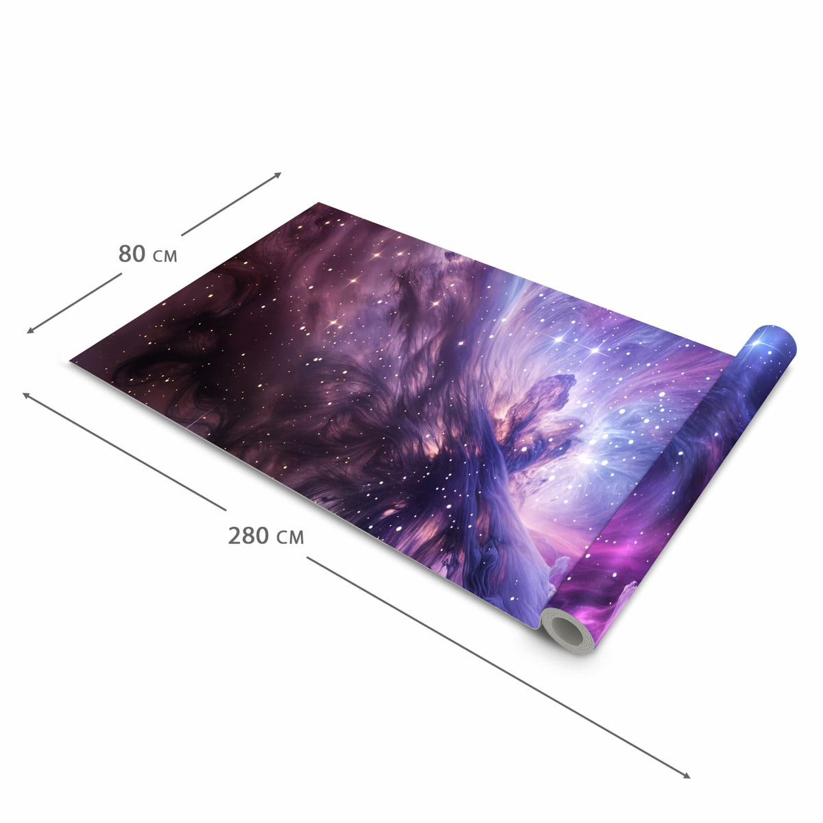 Schmutzabweisender waschbarer Küchenläufer mit Motiv Galaktisches Leuchten in der Größe 80x300 cm