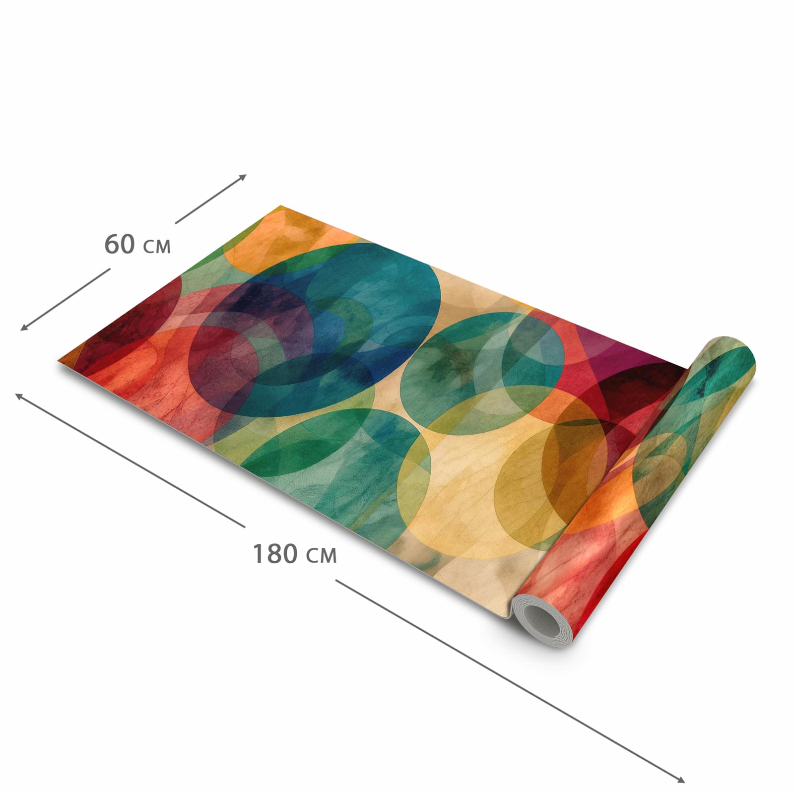 Abriebfester Küchenteppich mit Motiv Farbenfrohe Kreise in der Grösse 80x280 cm