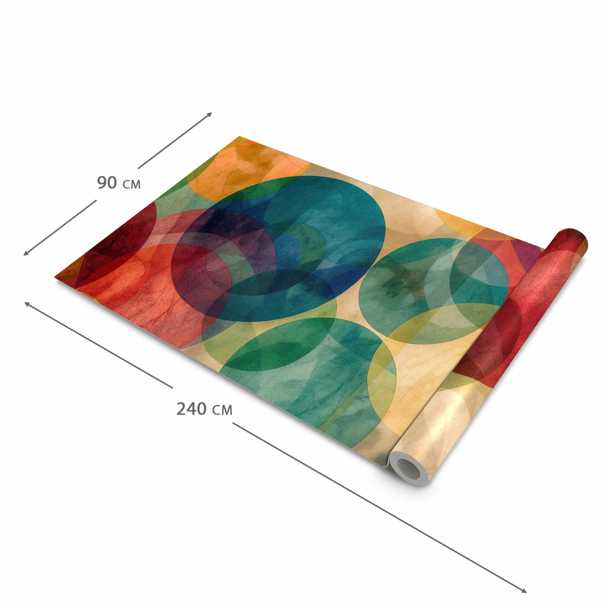 Komfortabler Küchenläufer nach Maß mit Motiv Farbenfrohe Kreise in der Größe 80x280 cm
