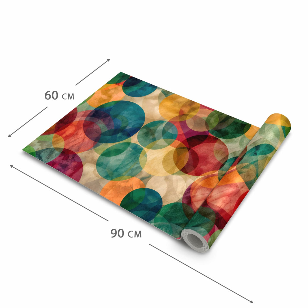Fleckenresistenter rutschfester Küchenläufer mit Motiv Farbenfrohe Kreise in der Größe 80x280 cm