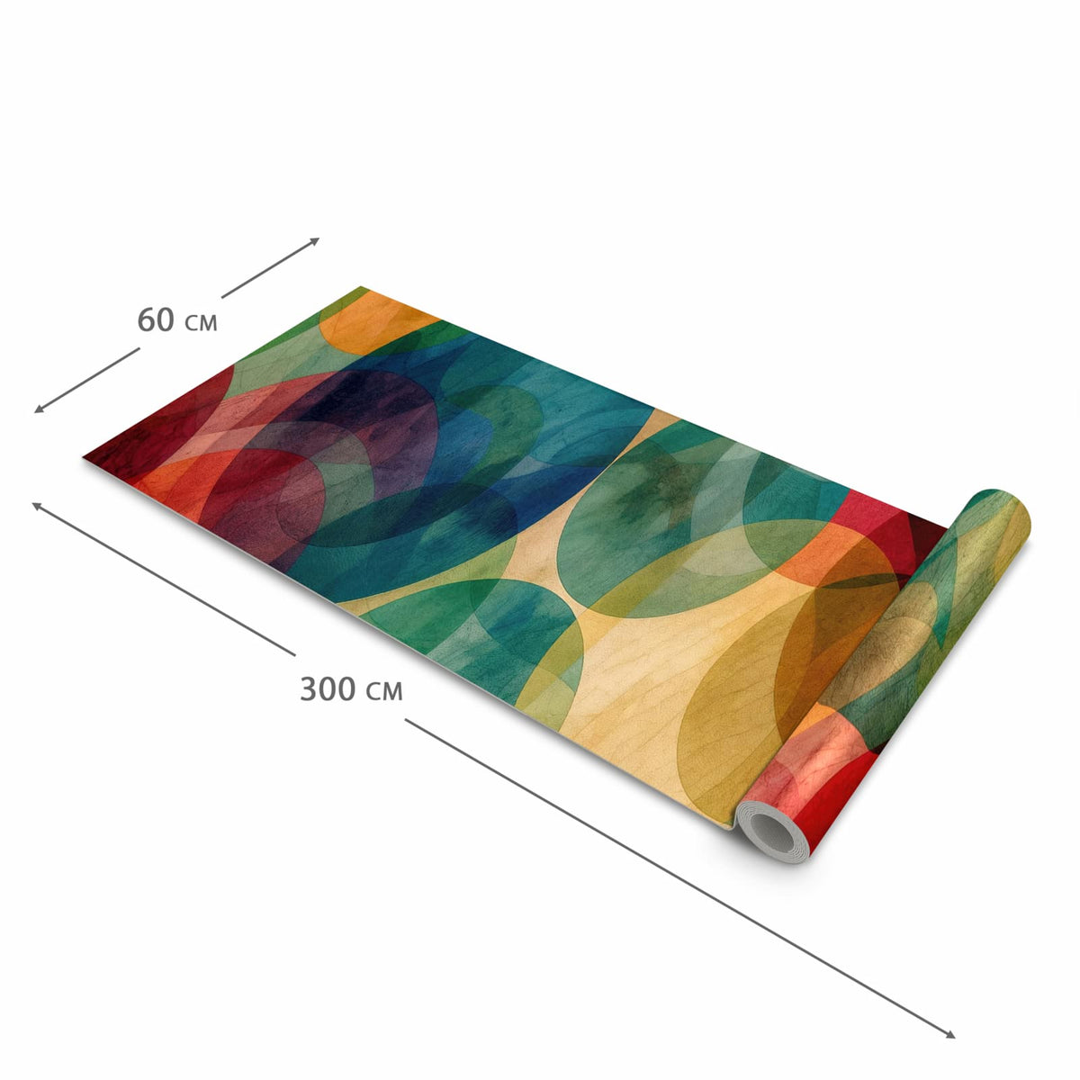 Wasserabweisender Küchenläufer mit Motiv Farbenfrohe Kreise in der Grösse 80x280 cm