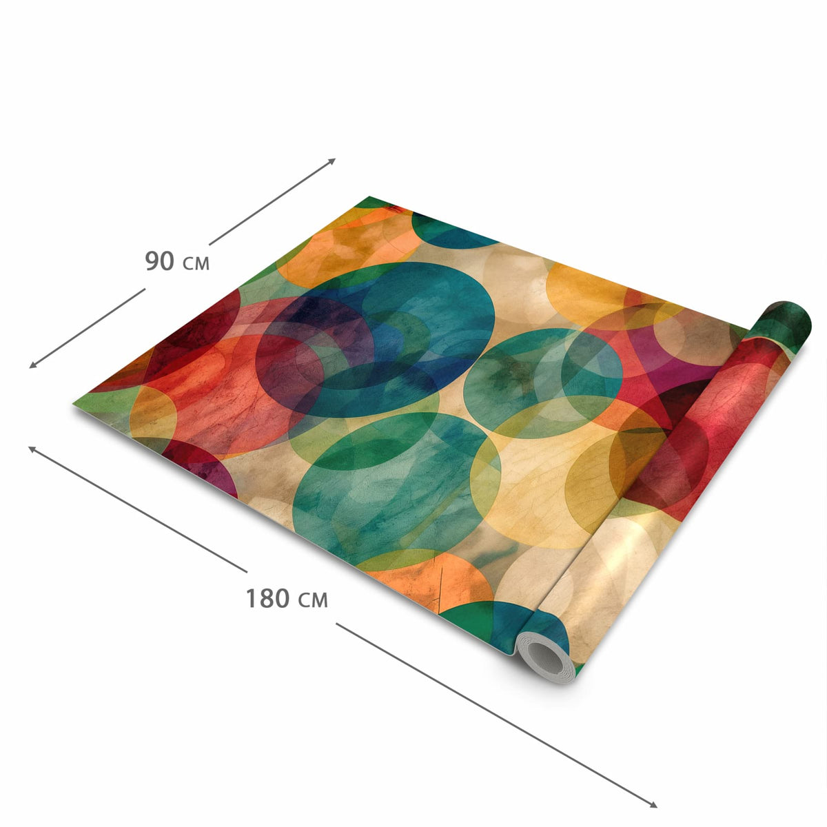 Pflegeleichter moderner Küchenläufer mit Motiv Farbenfrohe Kreise in der Größe 80x280 cm