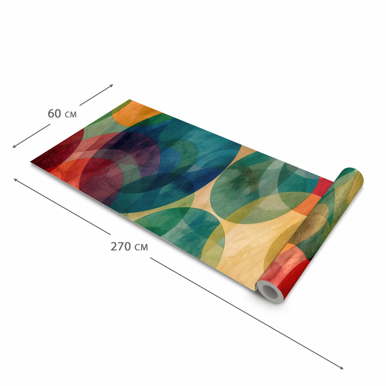 Komfortabler Küchenläufer mit Motiv Farbenfrohe Kreise in der Grösse 80x280 cm