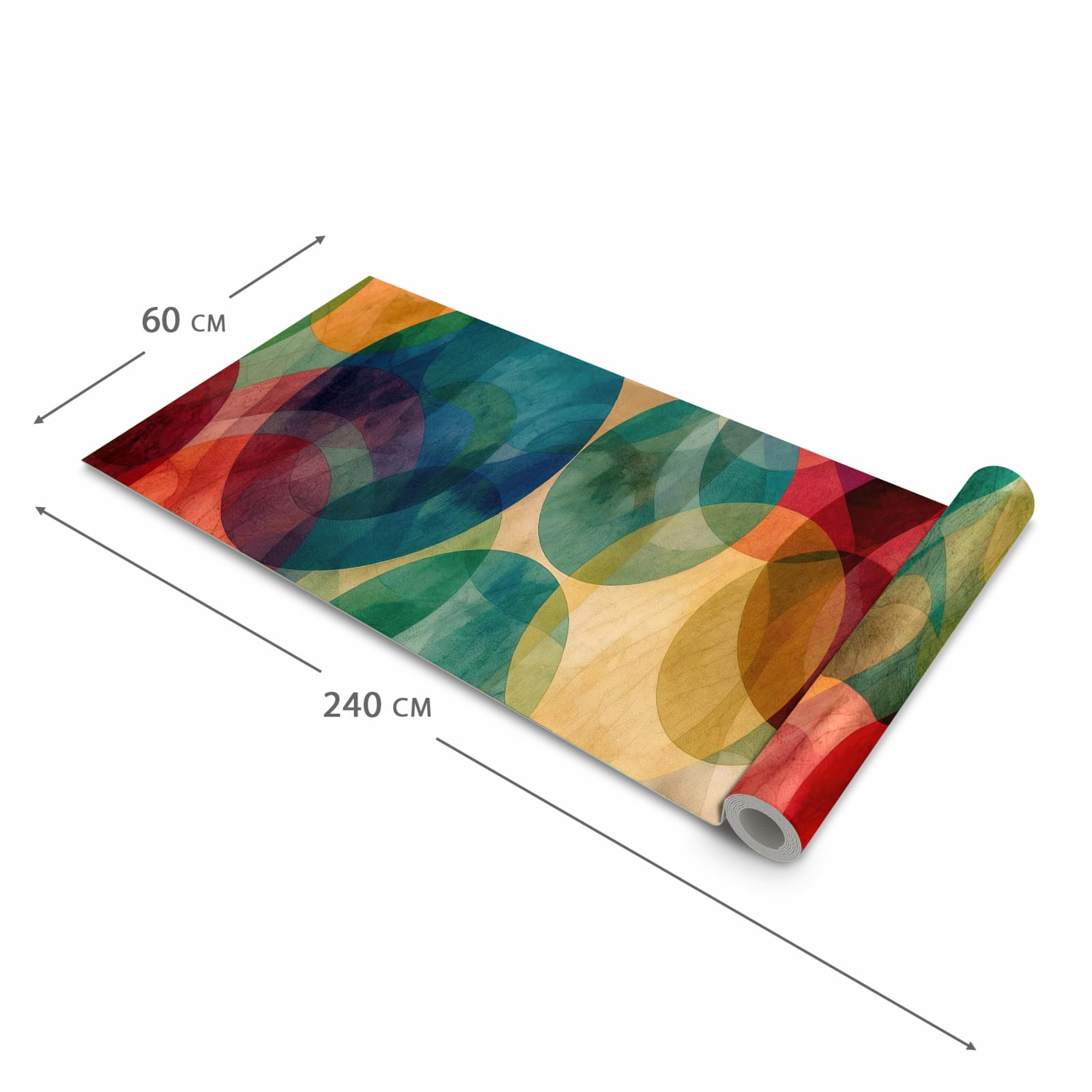 UV-beständiger Küchenläufer mit Motiv Farbenfrohe Kreise in der Grösse 80x280 cm