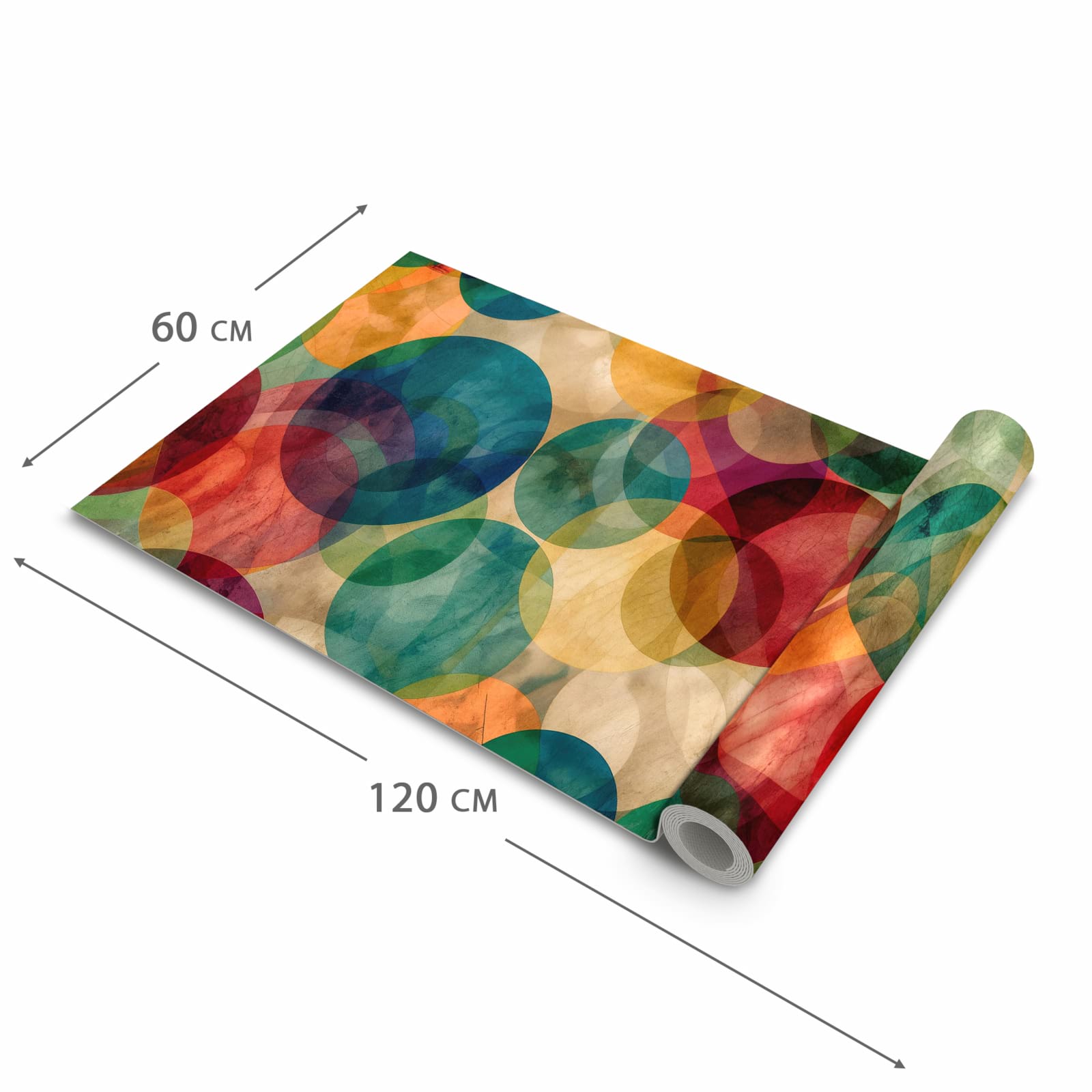 Zeitsparender großer Küchenteppich mit Motiv Farbenfrohe Kreise in der Größe 80x280 cm