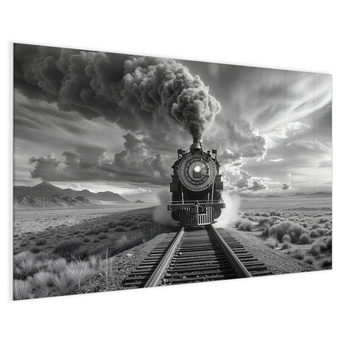 4 mm Glas statt lackiertem Blech – Magnettafel - Dampflok unter Wolken