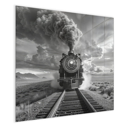 Magnettafel mit dem Motiv Dampflok unter Wolken