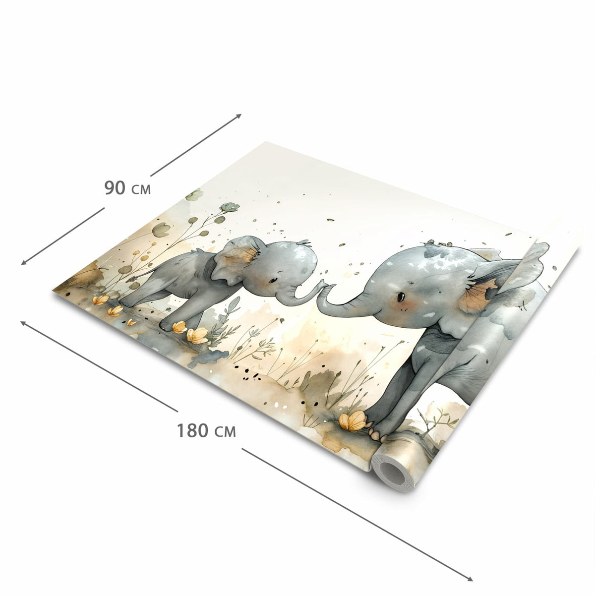 Zeitsparender Küchenläufer mit Motiv Elefantenfamilie in der Grösse 80x250 cm