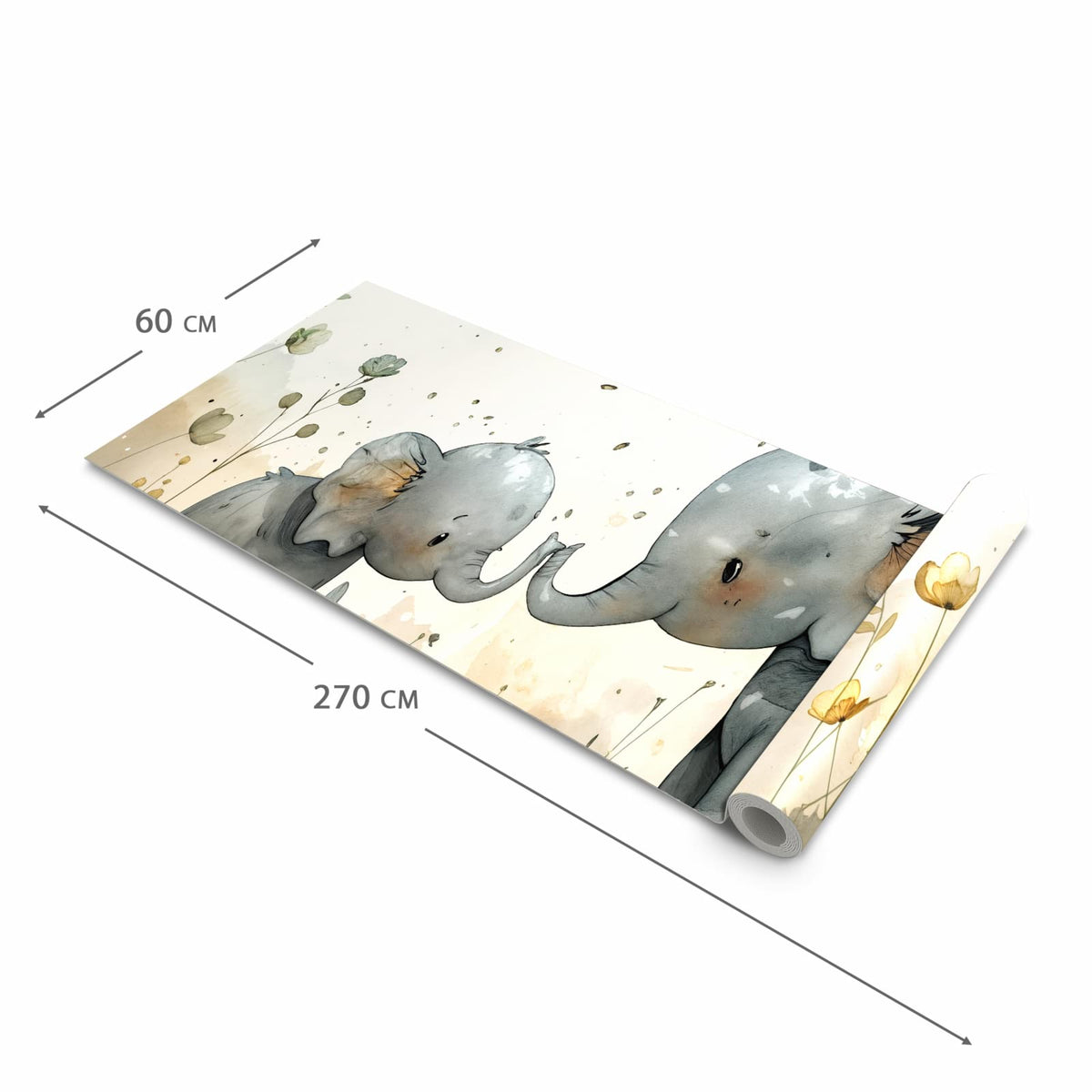 Feuchtigkeitsresistenter Küchenteppich mit Motiv Elefantenfamilie in der Grösse 80x200 cm