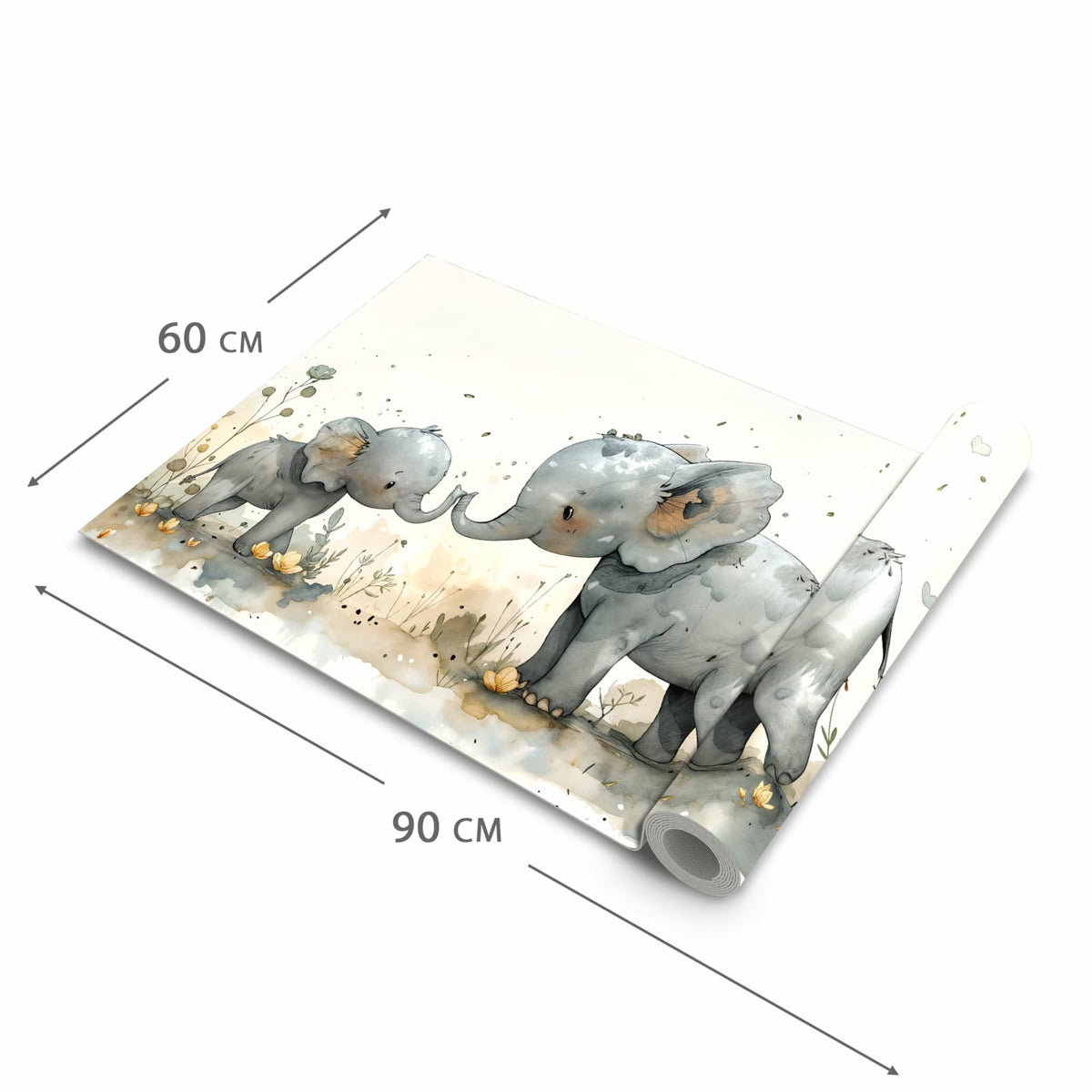 Küchenteppich mit Motiv Elefantenfamilie in der Grösse 80x250 cm für Ordnung & Übersicht