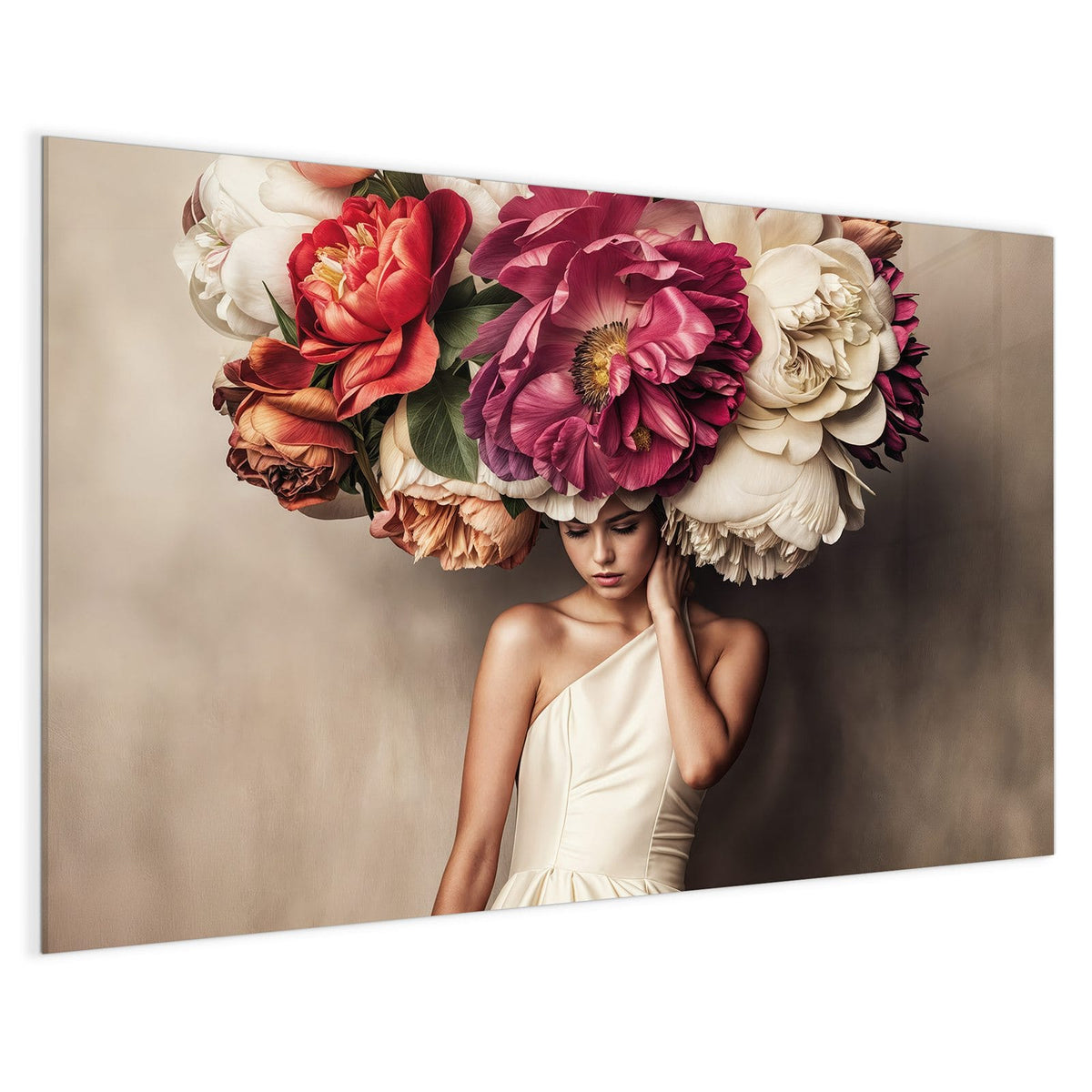 4 mm Glas statt lackiertem Blech – Magnettafel - Frau mit Blumenhut